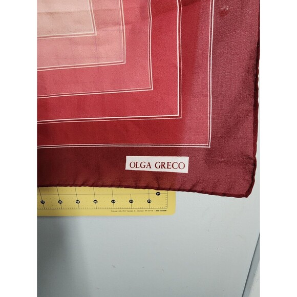 Olga Greco Women Polyester Chiffon Square Scarf Geometric Print Maroon to Pink - Picture 2 of 10